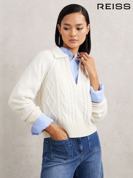 Reiss Ivory Lissy Cable Stitch Jumper (H82423) | R$ 1.460