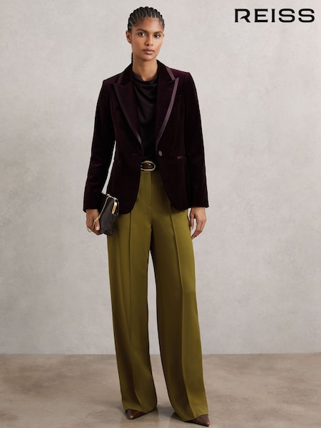 Reiss Green Luisa Wide-Leg Pintuck Trousers (H82425) | €224