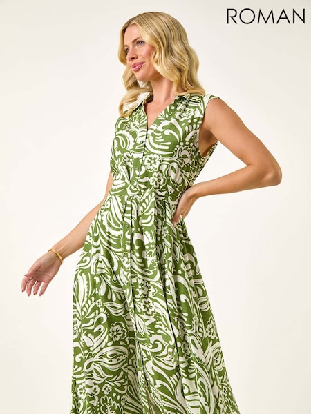 Roman Green Petite Abstract Midi Shirt Dress (H82454) | €79