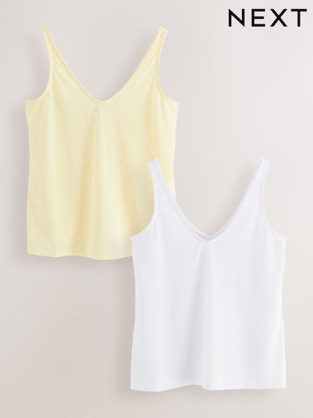 Lemon/White Linen Blend Vests 2 Pack (H82483) | €31