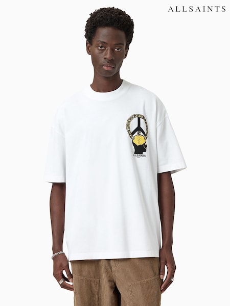 AllSaints White Screwed Short Sleeve Crew T-Shirt (H82532) | €75