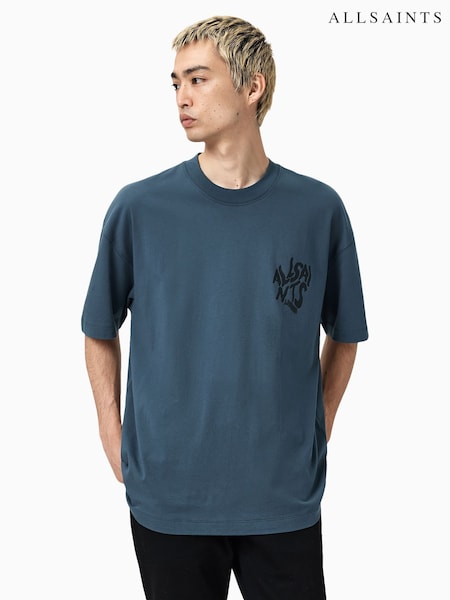 AllSaints Blue Orlando Short Sleeve Crew T-Shirt (H82549) | €75