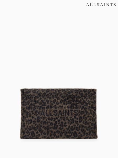 AllSaints Brown Izzy Leopard Print Clutch (H82574) | €91