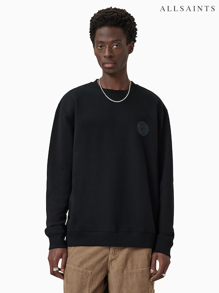 AllSaints Black Waved Crew Sweatshirt (H82582) | €144