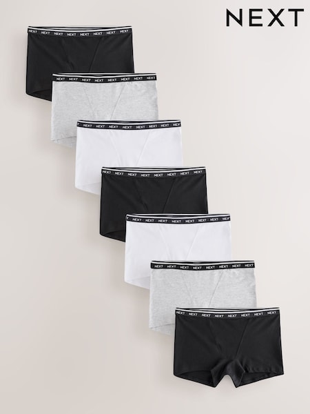 Black/White Boyshort Cotton Logo Knickers 7 Pack (H82603) | €38