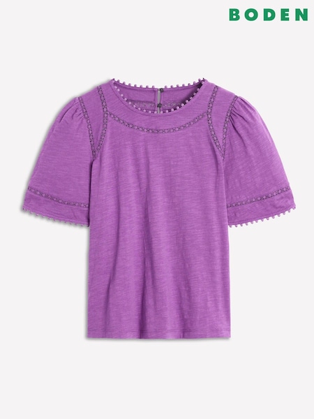 Boden Purple Mila Lace Trim Top (H82632) | R$ 375