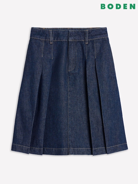 Boden Blue Pleated Denim Skirt (H82636) | €126