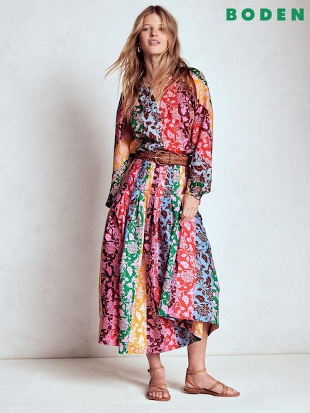 Boden Green Valentina Poplin Midi Skirt (H82638) | €164