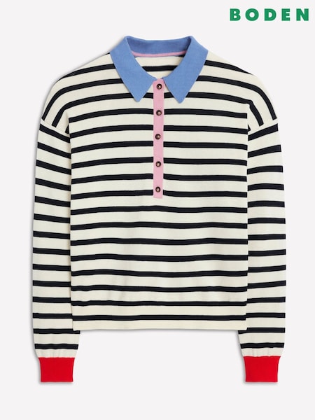 Boden Blue Relaxed Lara Cotton Henley Jumper (H82644) | R$ 750