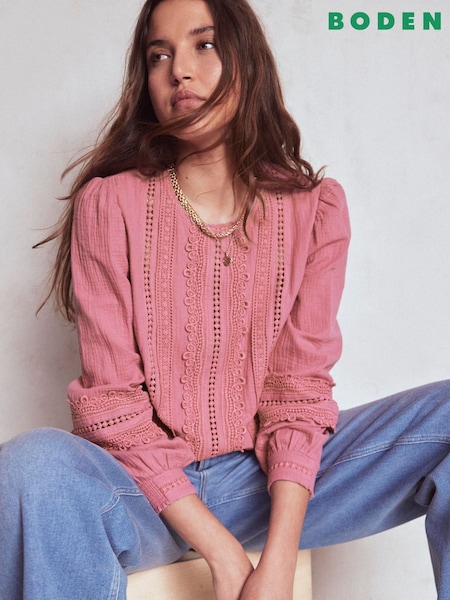 Boden Trim Interest Double Cloth Top (H82653) | R$ 850