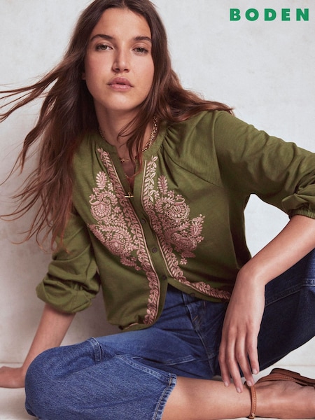 Boden Green Alma Embroidered Shirt (H82666) | €89