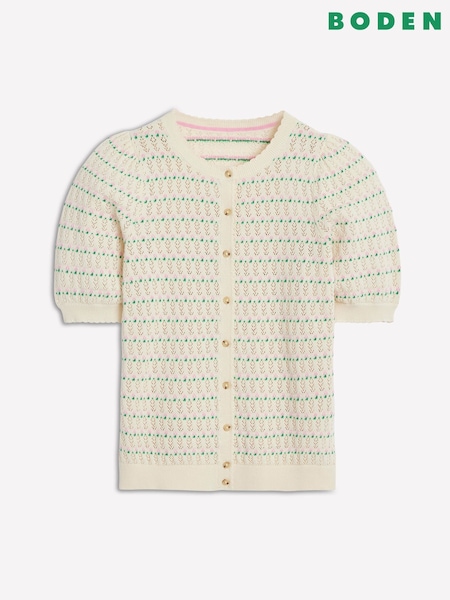 Boden Cream Dot Pointelle Cardigan (H82673) | R$ 750
