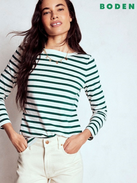 Boden Green Olivia Long Sleeve Breton T-Shirt (H82684) | €53