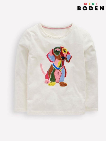 Boden Cream Long Sleeve Boucle T-Shirt (H82725) | €24 - €26