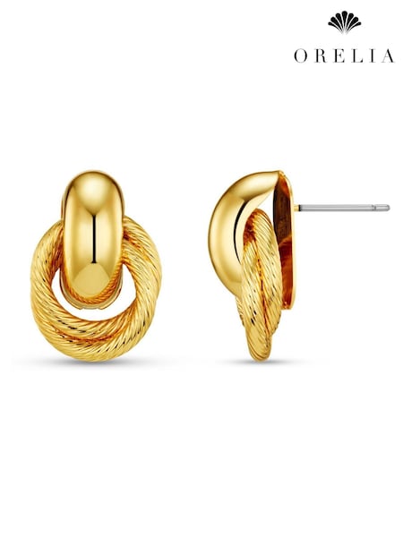 Orelia London Gold Tone Mini Textured Interlocking Earrings (H82848) | €35