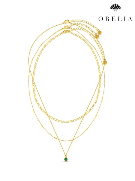 Orelia London Gold Tone Swarovski Drop 3-Row Necklace (H82856) | €44