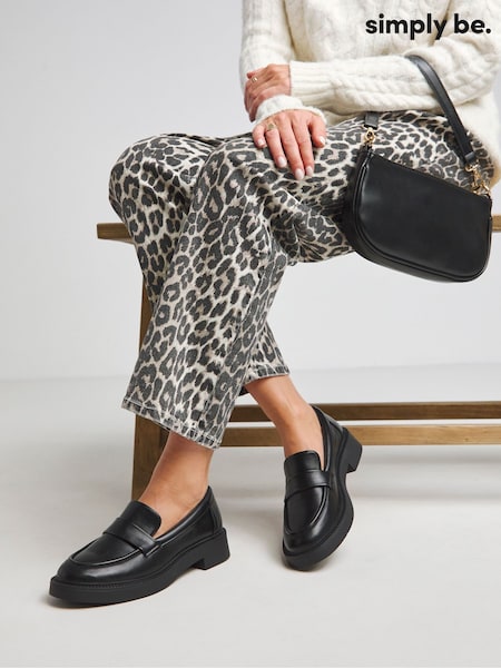 Simply Be Black Extra Wide Fit Plain Chunky Loafers (H82901) | €45