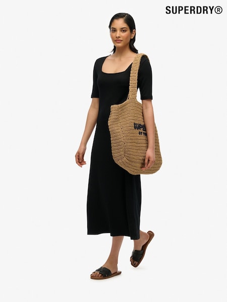 Superdry Short Sleeve Square Neck Midi Jersey Dress (H82975) | R$ 345