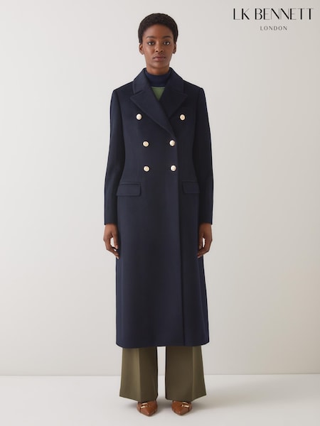 LK Bennett Natalia Plain Wool Fitted Double Breasted Coat (H83011) | 622 €