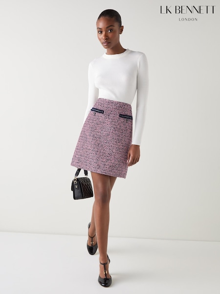 LK Bennett Pink Charlie Tweed Skirt (H83019) | €190