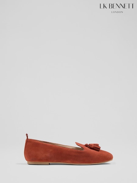 LK Bennett Orange Jessie Tassel Lounge Flats (H83046) | €253