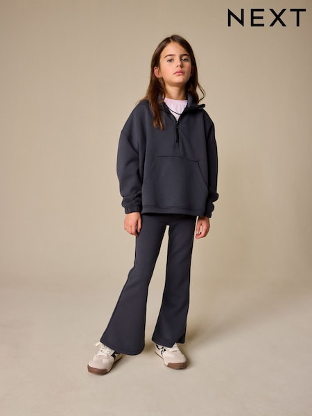 Charcoal Grey Zip Neck Top and Foldover Flare Set (3-16yrs) (H83078) | € 37 - € 45