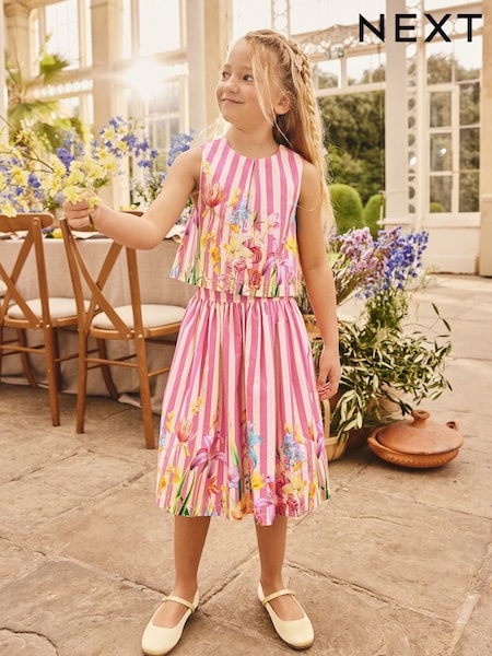 Pink Floral Blouse and Skirt Set (3-16yrs) (H83088) | AED142 - AED173