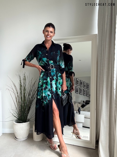 Style Cheat Green Daphne Belted Shirt Dress (H83107) | €86