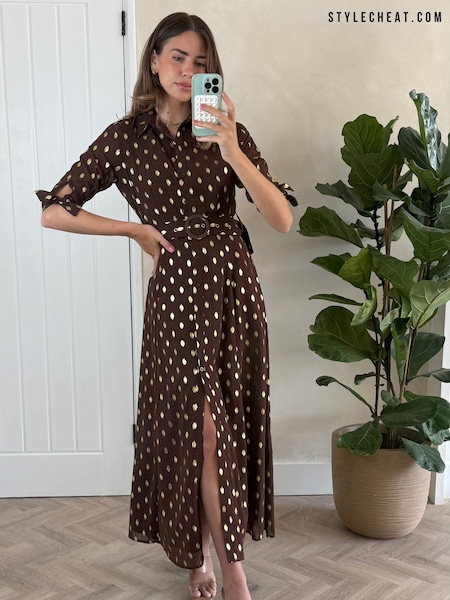 Style Cheat Brown Daphne Belted Shirt Dress (H83113) | €80