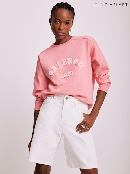 Mint Velvet Pink Graphic Print Motif Sweatshirt (H83128) | €101