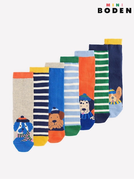 Boden Brown Socks 7 Pack (H83216) | €34