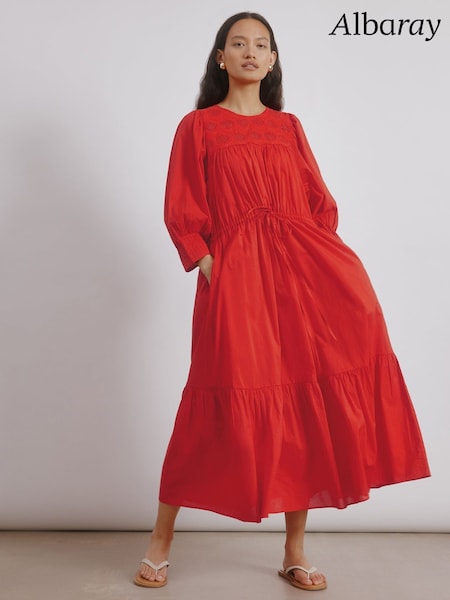 Albaray Orange Embroidered Yoke Dress (H83220) | €126