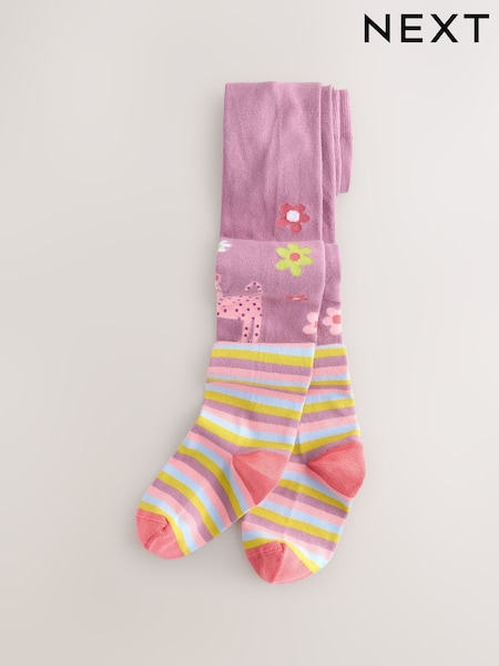 Roxo lilás - Cotton Rich Stripe Character Tights (H83286) | R$ 50 - R$ 60