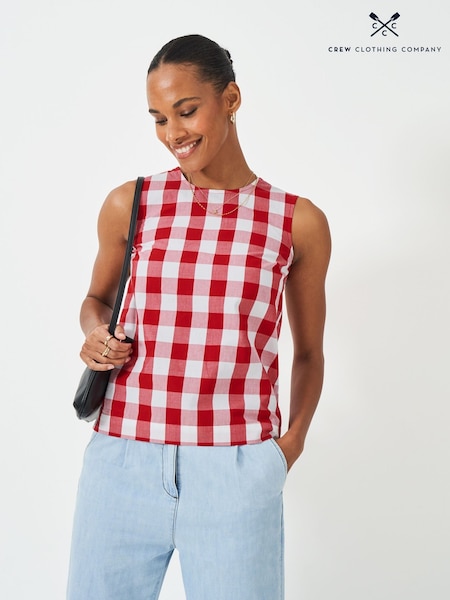 Crew Clothing Company Red Estelle Sleeveless Cotton Top (H83299) | R$ 65