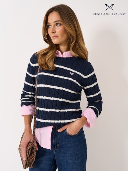 Crew Clothing Blue Cotton & Cashmere Chunky Knit Jumper (H83305) | R$ 585