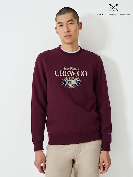 Crew Clothing Red Embroidered Flag Graphic Print Sweatshirt (H83313) | €92