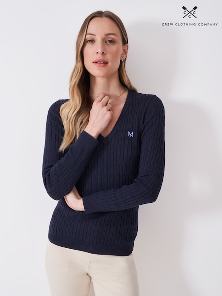 Crew Clothing V-Neck Heritage Cable Knit Jumper (H83318) | R$ 545