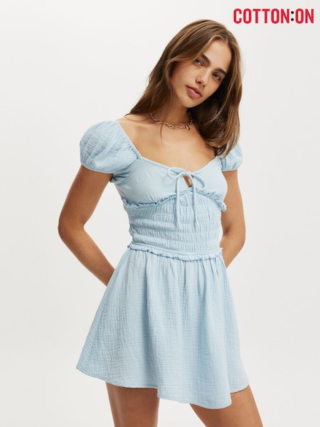 Cotton On Blue Charlie Open Back Mini Sundress (H83339) | €37