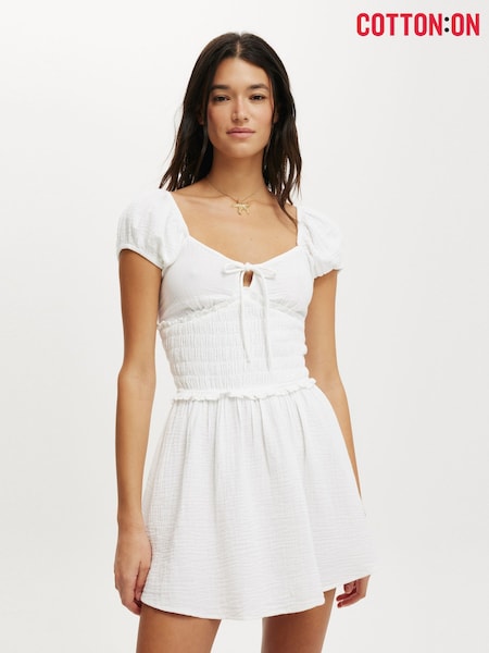 Cotton On White Charlie Open Back Mini Sundress (H83342) | €37