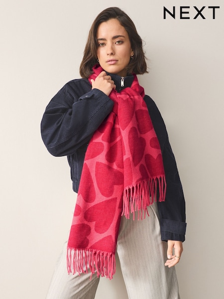 أحمر/وردي طبعة قلب - Midweight Scarf (H83374) | ‏85 ر.ق.