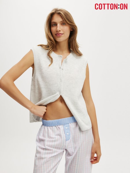 Cinza - Cotton On Knit Button Up Vest (H83391) | R$ 245