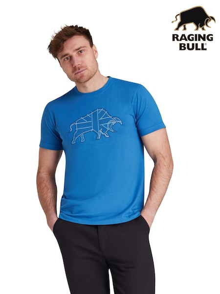 Raging Bull Blue Stitch Embroidery T-Shirt (H83500) | €42 - €44
