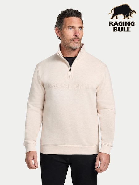 Raging Bull Natural Tonal Embroidered Quarter Zip Sweatshirt (H83502) | €95 - €108