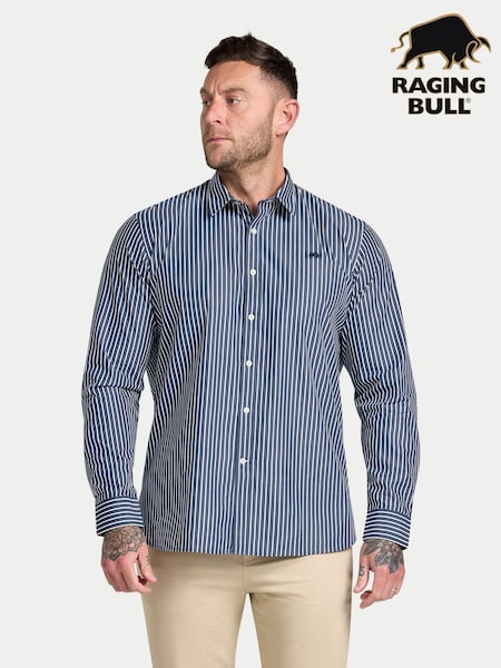 Raging Bull Blue Classic Poplin Stripe Shirt (H83505) | €86 - €99