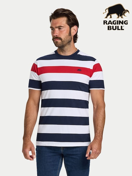 Raging Bull Red Contrast Chest Stripe T-Shirt (H83507) | €39 - €42