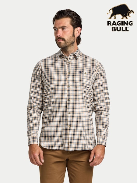 Raging Bull Natural Brookes Gingham Brushed Cotton Twill Shirt (H83508) | AED408 - AED466