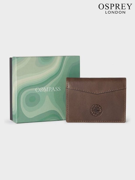Osprey London The Compass Leather Brown Card Case (H83610) | 272 QAR