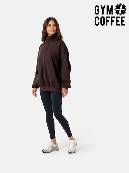 Gym + Coffee Brown Womens Snap Collar Sierra Sweatshirt (H83620) | R$ 640