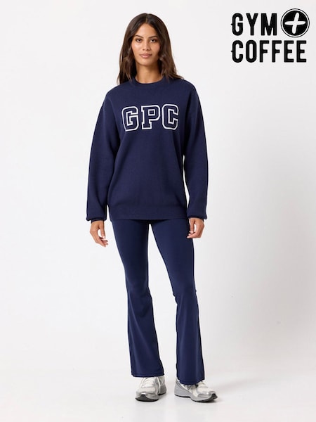 Gym + Coffee Blue Knit Crew Sweatshirt (H83623) | R$ 640
