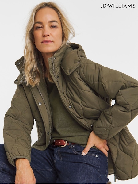 JD Williams Green Short Quilted Hooded Jacket (H83657) | €69
